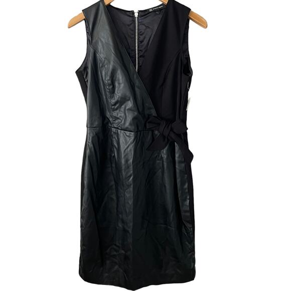 NWT INC International Concepts Faux Leather V-Neck Sleeveless Dress size 6 - Picture 1 of 8